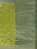 Parrot Green Floral Design Semi Banarasi Saree with Contrast Mint Green Border