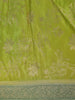 Parrot Green Floral Design Semi Banarasi Saree with Contrast Mint Green Border