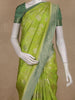 Parrot Green Floral Design Semi Banarasi Saree with Contrast Mint Green Border