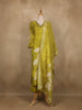 Parrot Green Floral Design Tussar Silk Salwar Suit With Dupatta