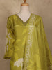 Parrot Green Floral Design Tussar Silk Salwar Suit With Dupatta