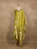 Parrot Green Floral Design Tussar Silk Salwar Suit With Dupatta