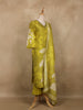 Parrot Green Floral Design Tussar Silk Salwar Suit With Dupatta