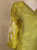 Parrot Green Floral Design Tussar Silk Salwar Suit With Dupatta