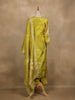 Parrot Green Floral Design Tussar Silk Salwar Suit With Dupatta