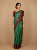 Parrot Green Floral Designed Semi Tussar Saree