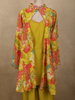 Parrot Green Floral Printed Design Cotton Plazzo Suit with Jacket