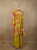 Parrot Green Floral Printed Design Cotton Plazzo Suit with Jacket