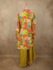 Parrot Green Floral Printed Design Cotton Plazzo Suit with Jacket