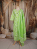 Parrot Green Floral Printed Design Cotton Straight Cut Salwar Suit with Dupatta