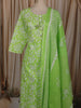 Parrot Green Floral Printed Design Cotton Straight Cut Salwar Suit with Dupatta