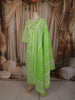 Parrot Green Floral Printed Design Cotton Straight Cut Salwar Suit with Dupatta