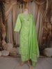Parrot Green Floral Printed Design Cotton Straight Cut Salwar Suit with Dupatta