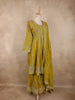 Parrot Green Floral Sequins and Thread Embroidered Design Georgette Palazzo Suit with Dupatta