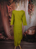 Parrot Green Floral Thread Embroidered Design Cotton Straight Cut Salwar Suit with Dupatta