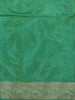 Parrot Green Floral Vine Zari Woven Design Pure Banarasi Silk Saree with Rich Zari Border