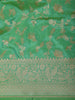 Parrot Green Floral Vine Zari Woven Design Pure Banarasi Silk Saree with Rich Zari Border