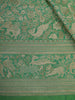 Parrot Green Floral Vine Zari Woven Design Pure Banarasi Silk Saree with Rich Zari Border