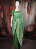 Parrot Green Floral Vine Zari Woven Design Pure Banarasi Silk Saree with Rich Zari Border