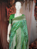 Parrot Green Floral Vine Zari Woven Design Pure Banarasi Silk Saree with Rich Zari Border