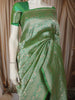 Parrot Green Floral Vine Zari Woven Design Pure Banarasi Silk Saree with Rich Zari Border