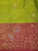 Parrot Green Floral Woven Design Pure Kanchipuram Silk Saree with Contrast Floral Zari Border