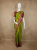 Parrot Green Floral Woven Design Pure Kanchipuram Silk Saree with Contrast Floral Zari Border