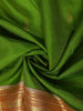 Parrot Green Leaf Butta Zari Woven Design Pure Kanchipuram Silk Saree with Contrast Varisai Pattu Border