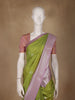 Parrot Green Leaf Design Zari Woven Soft Silk Saree - Diadem