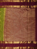 Parrot Green Mini checked and Butta Zari Woven Design Pure Kanchipuram Silk Saree with Contrast  Double Zari Border