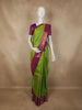 Parrot Green Paisley Butta Woven Design Pure Kanchipuram Silk Saree with Contrast Zari Border