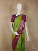 Parrot Green Paisley Butta Woven Design Pure Kanchipuram Silk Saree with Contrast Zari Border