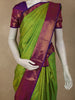 Parrot Green Paisley Butta Woven Design Pure Kanchipuram Silk Saree with Contrast Zari Border