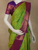 Parrot Green Paisley Butta Woven Design Pure Kanchipuram Silk Saree with Contrast Zari Border