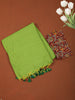 Parrot Green Solid Design Cotton Casual Wear Saree with Kalamkari Blouse