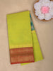 Parrot Green Solid Design Cotton Saree With Zari Border