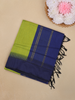 Parrot Green Solid Design Kalyani Cotton Saree with Contrast Temple Border