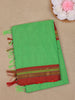 Parrot Green Solid Design Semi Silk Cotton Saree with Contrast Border