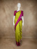 Parrot Green Solid Woven Design Pure Kanchipuram Silk Saree with Contrast Purple Border