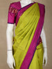 Parrot Green Solid Woven Design Pure Kanchipuram Silk Saree with Contrast Purple Border