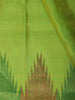 Parrot Green Solid Woven Design Pure Kanchipuram Silk Saree with Temple Zari Border