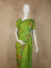 Parrot Green Solid Woven Design Pure Kanchipuram Silk Saree with Temple Zari Border