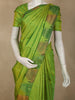 Parrot Green Solid Woven Design Pure Kanchipuram Silk Saree with Temple Zari Border
