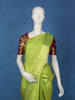 Parrot Green Striped Woven Design Pure Kanchipuram Silk Saree