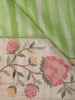 Parrot Green Striped Woven Design Pure Tussar Saree with Floral Border