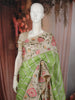 Parrot Green Striped Woven Design Pure Tussar Saree with Floral Border
