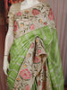 Parrot Green Striped Woven Design Pure Tussar Saree with Floral Border