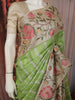 Parrot Green Striped Woven Design Pure Tussar Saree with Floral Border