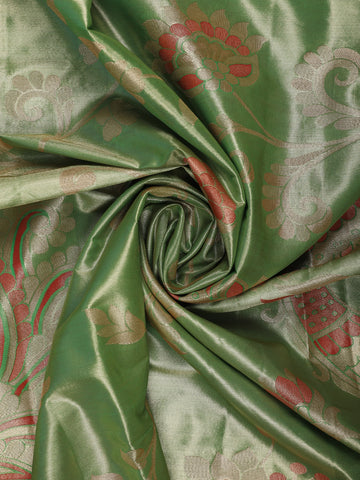Parrot Green floral Design Tissue Saree - Diadem