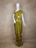 Parrot Green Floral Designed Semi Silk Fancy Saree